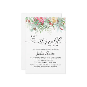 Winter Greenery Baby it's Cold Outside Invitation
