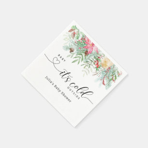 Winter greenery baby shower napkins