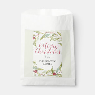 Winter Greenery Berries Wreath Christmas Favour Bag