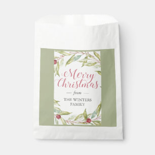 Winter Greenery Berries Wreath Christmas Favour Bag