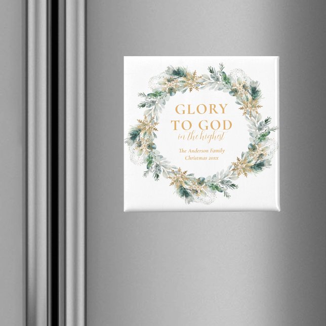 Winter Greenery Bible Verse Religious Christmas Magnet (Religious Christmas magnet with winter greenery. Perfect as a stucking stuffer, gift basket item.)