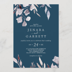 Winter Greenery   Blue Casual Wedding Invitation