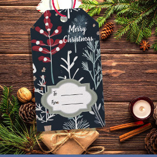 Winter greenery botanical Merry Christmas  Gift Tags