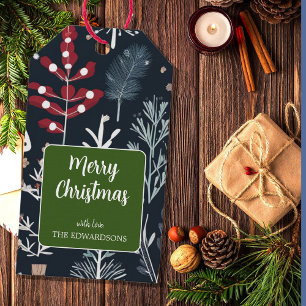 Winter greenery botanical Merry Christmas  Gift Tags