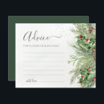 Winter Greenery Botanical Wedding Advice Card<br><div class="desc">Create a meaningful and personalized keepsake with these beautiful advice cards. Featuring a charming winter wonderland design with pine branches and berries, these cards provide a space for guests to share their heartfelt words of wisdom and support. It's a thoughtful and sentimental way to celebrate the couple's special day and...</div>