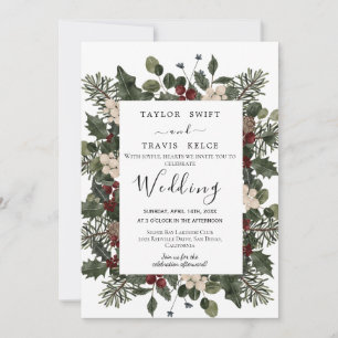 Winter Greenery Botanical Wedding Invitation