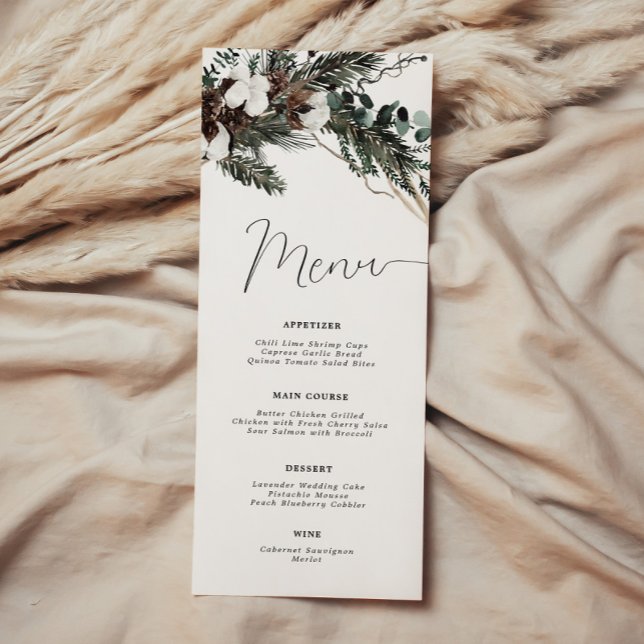 Winter Greenery Bouquet Menu Card (Creator Uploaded)