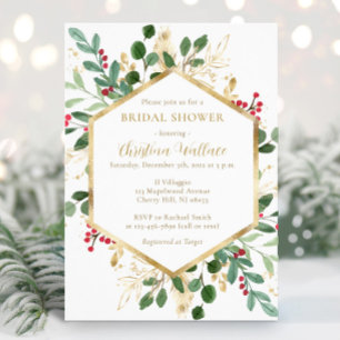 Winter Greenery Bridal Shower Invitations