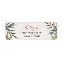 Winter Greenery Christmas Address Label