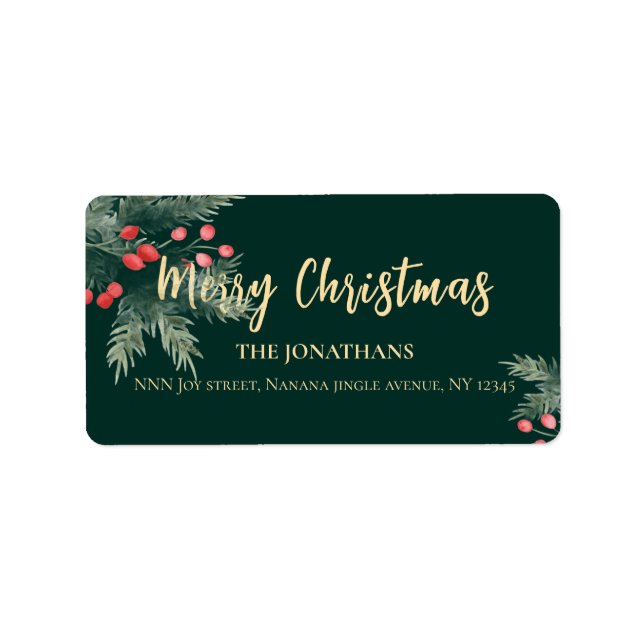 Winter Greenery Christmas  Elegant Return Address Label (Front)