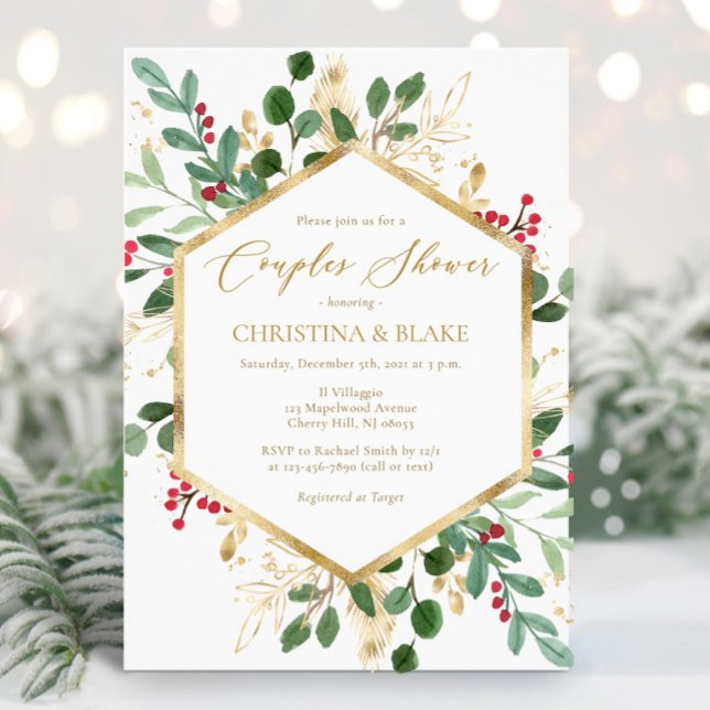 Winter Greenery Couples Shower Invitations (Creator Uploaded)
