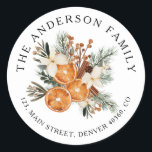 Winter greenery Dry oranges return address label<br><div class="desc">Return address label featuring a gorgeous watercolor winter greenery.</div>