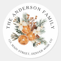 Winter greenery Dry oranges return address label