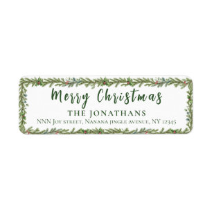 Winter Greenery Elegant Christmas Return Address
