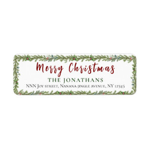 Winter Greenery Elegant Christmas Return Address