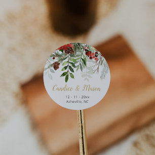 Winter Greenery Envelope Seal Favour Sticker