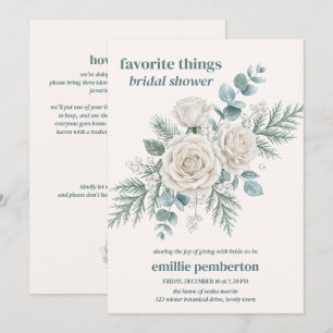 Winter Greenery Favourite Things Bridal Shower Invitation