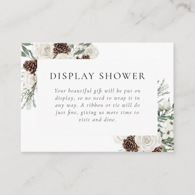 Winter Greenery Floral Bridal Shower  Enclosure Card (Front)