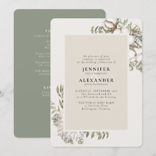 Winter Greenery Floral Green RSVP QR Code Wedding Invitation