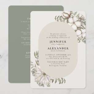 Winter Greenery Floral Oval  RSVP QR Code Wedding  Invitation