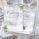 Winter Greenery Floral QR Code Wedding Invitation<br><div class="desc">This elegant winter wedding invitation can be personalized with your information in chic typography with your wedding website details and your QR code on the reverse on a snowflake background. Designed by Thisisnotme©</div>
