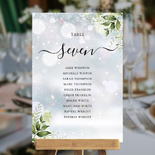 Winter Greenery Floral Seating Plan Table Number