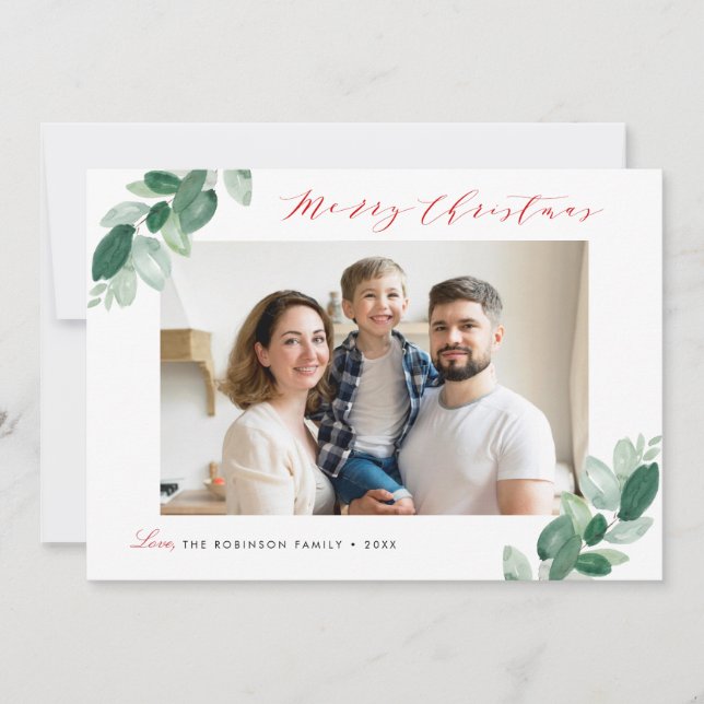 winter greenery foliage christmas  holiday card (Front)