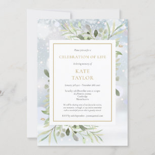 Winter Greenery Funeral Celebration of Life Invitation