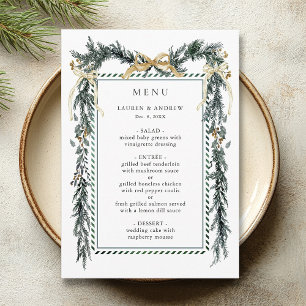 Winter Greenery Garland Wedding Gold & Green Menu