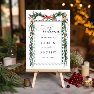 Winter Greenery Garland Wedding Welcome Poster