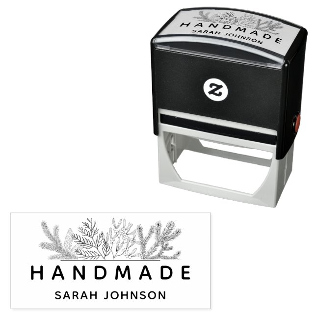 Winter Greenery Handmade Personalized Self-inking Stamp (In Situ)