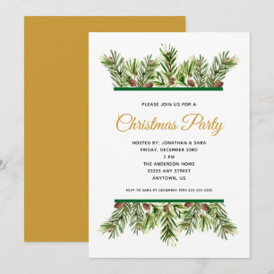 Winter Greenery Holiday Christmas Party Invitation