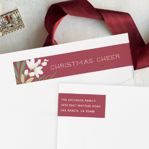 Winter Greenery Holiday Return Address Wrap Around Label