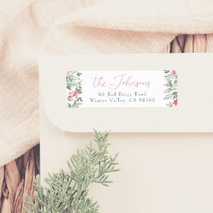 Winter Greenery Holly & Pine Script Nom de famille