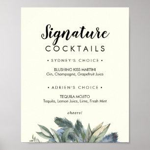 Winter Greenery   Ivory Signature Cocktails Sign