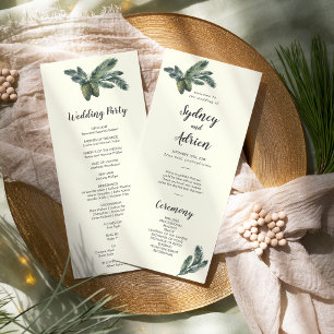 Winter Greenery Ivory Wedding Program