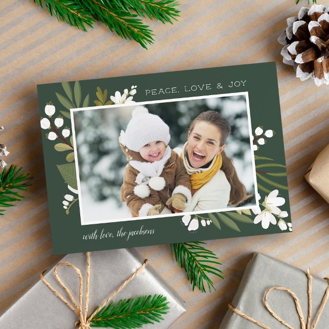 Winter Greenery | Love & Joy Photo Holiday Card (Creator Uploaded)