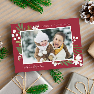 Winter Greenery Merry Christmas Photo Holiday Card