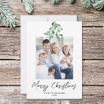 Winter Greenery Mistletoe Christmas Photo Holiday Card<br><div class="desc">This simple and stylish Christmas card is decorated with watercolor mistletoe greenery and script typography.
Easily customizable with your photo.
Original Watercolor © Michele Davies.</div>