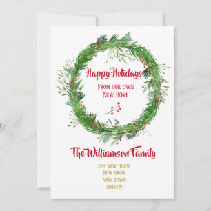 Winter Greenery  New Home Happy Holidays Holiday Card