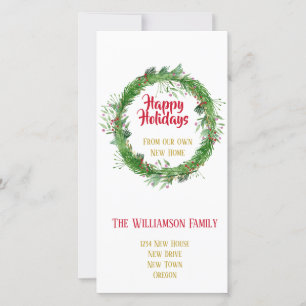 Winter Greenery  New Home Happy Holidays Holiday Card