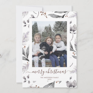 Winter Greenery Photo Merry Christmas Cards