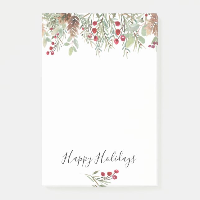 Winter Greenery Pine Christmas Holidays Post-it Notes (Front)
