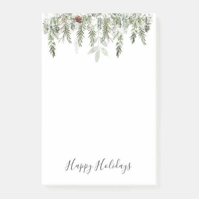 Winter Greenery Pine Cone Holidays Notes (Front)