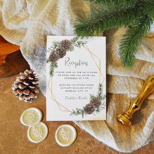 Winter Greenery Pine Cone Wedding Reception Enclosure Card