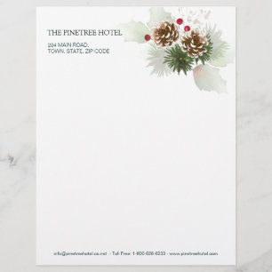 Winter Greenery Pine Red Berry Letterhead