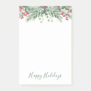 Winter Greenery Pine Red Berry Post-it Notes