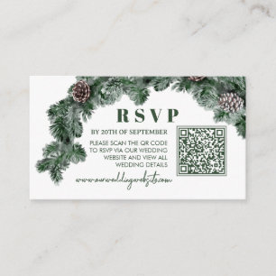 Winter Greenery Pinecone Christmas RSVP Enclosure Card