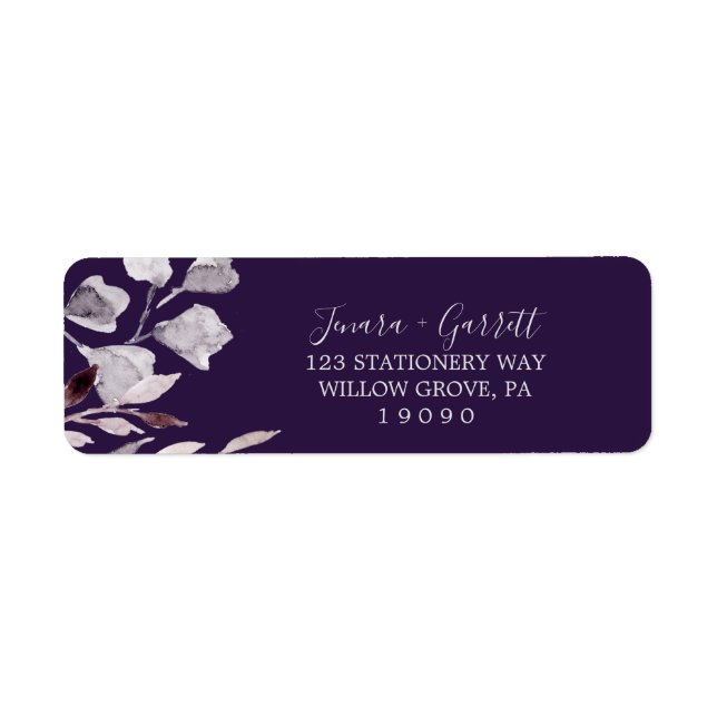 Winter Greenery | Plum Return Address Label (Front)