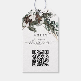 Winter Greenery QR Code Christmas Gift Tags